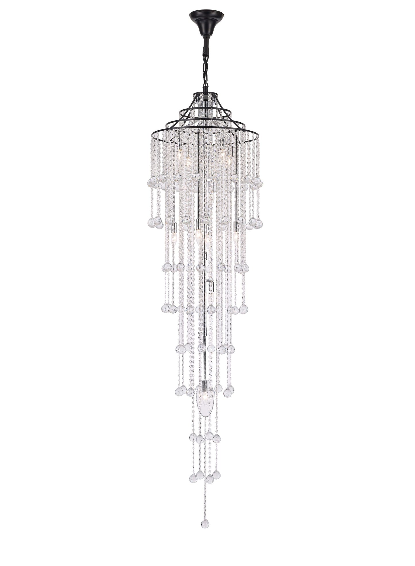 Empire Chandelier 11-Light in Black and Chrome with air cables 3340BC by StarFire Crystal