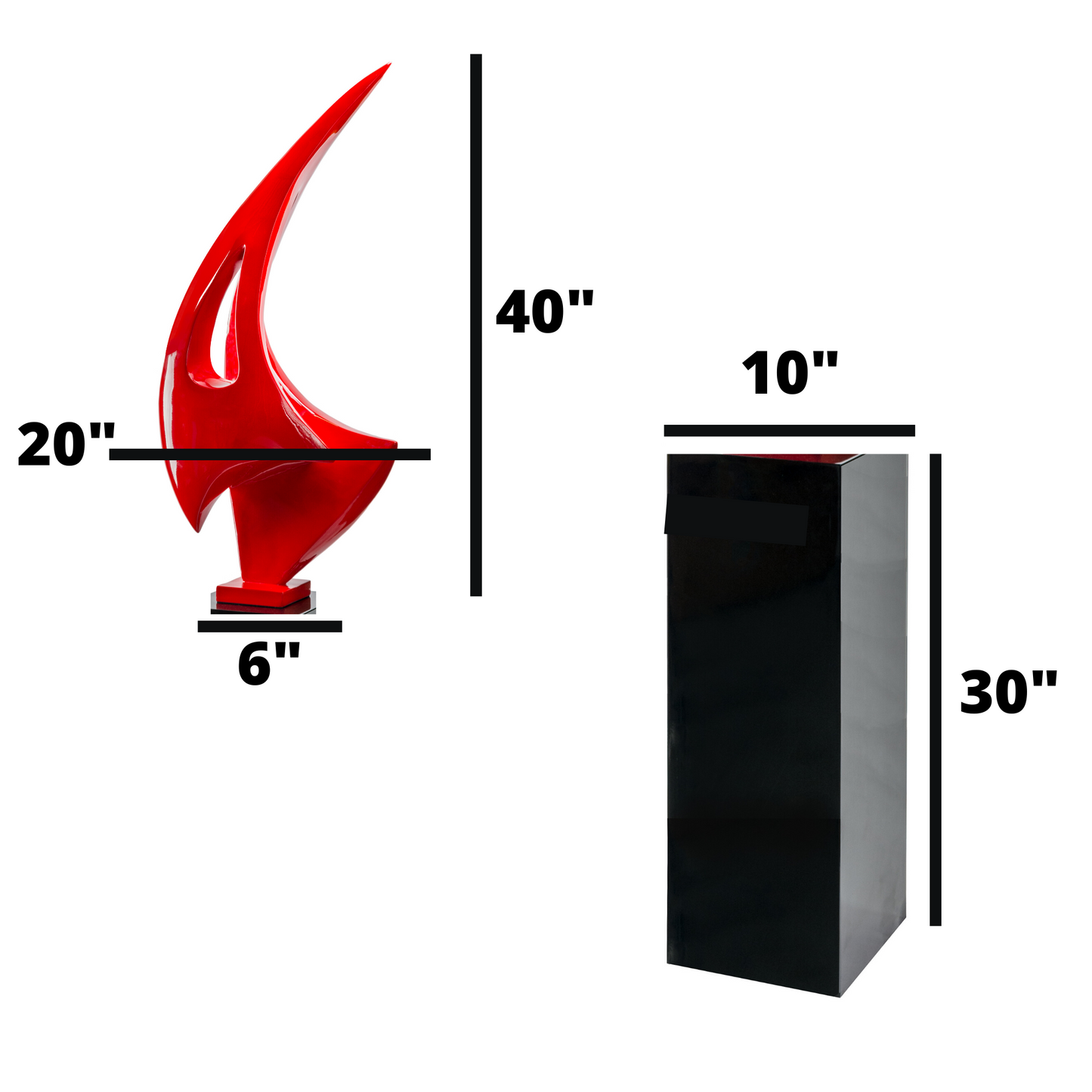 Sail Floor Sculpture Red with Black Stand by Finesse Decor C481R