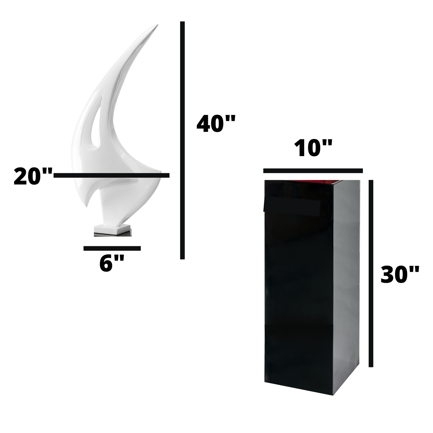Sail Floor Sculpture With Black Stand 70" Tall White by Finesse Decor C481W