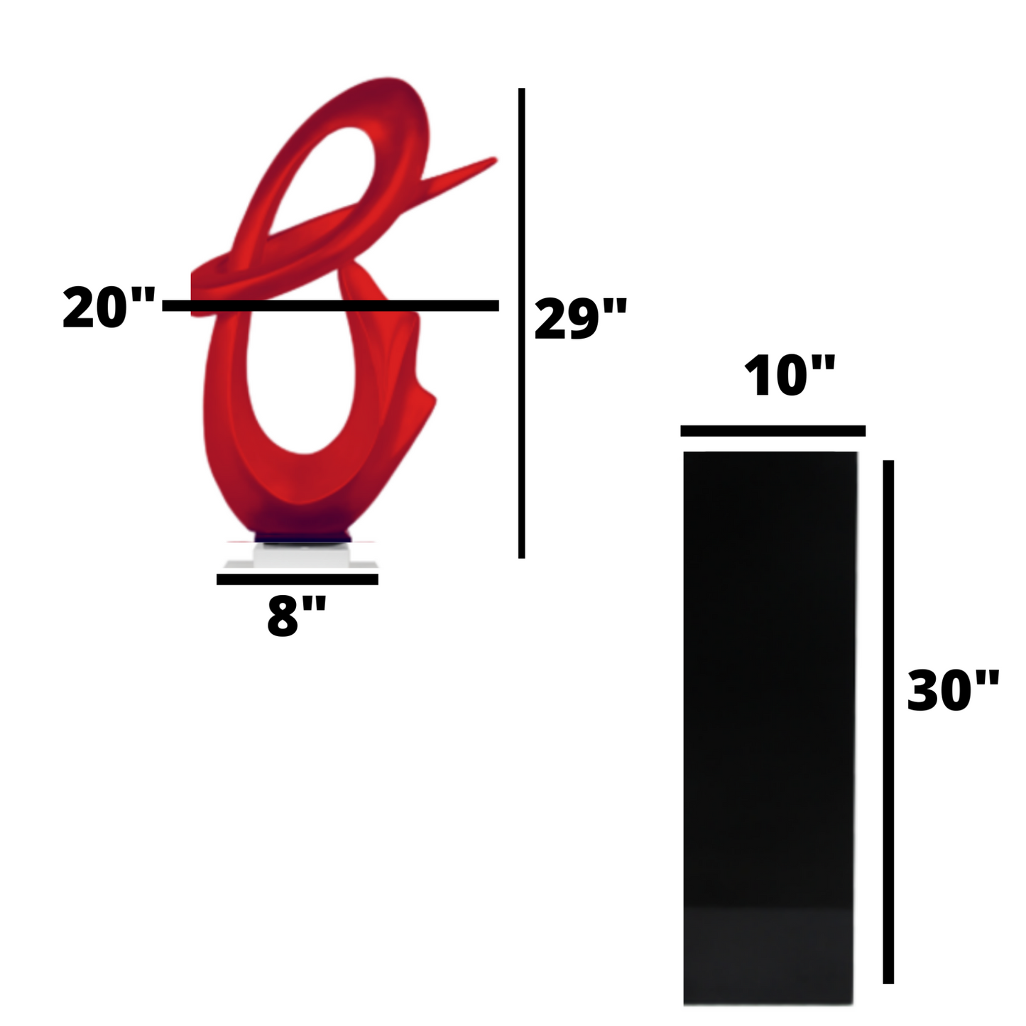 Fluid Abstract 59" Tall Floor Sculpture Red with Black Stand by Finesse Decor FLUID-R/B