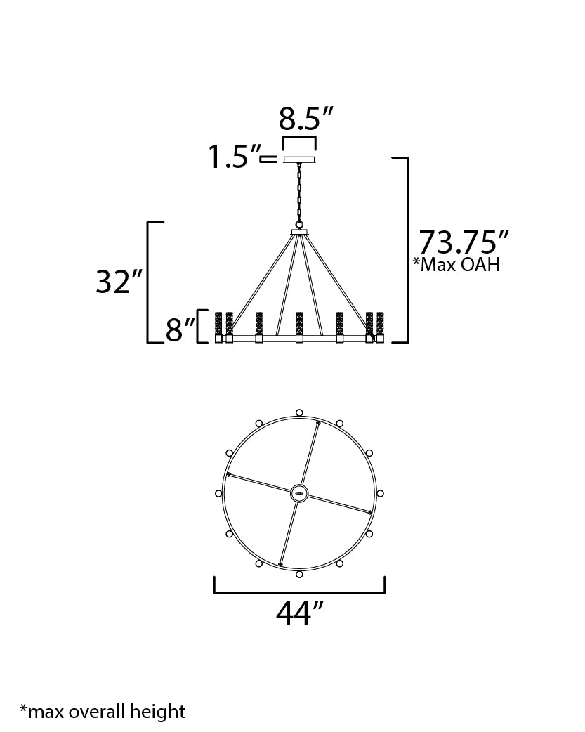Duchess 12-Light Chandelier Natural Aged Brass by Maxim Lighting