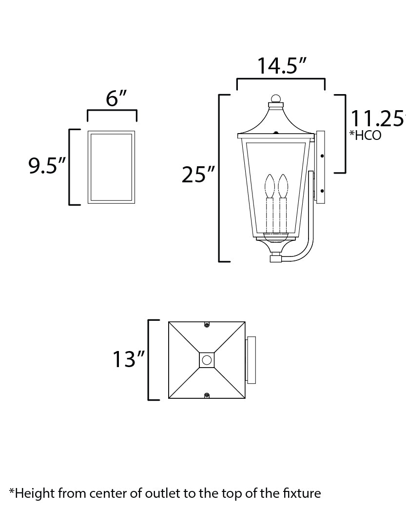 Sutton Place VX 3-Light Outdoor Lantern Black by Maxim Lighting