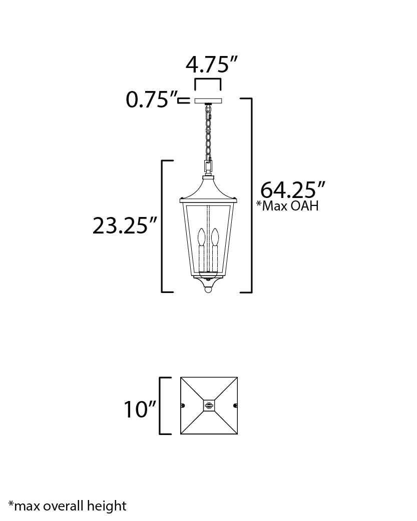Sutton Place VX 2-Light Outdoor Hanging Lantern Black by Maxim Lighting