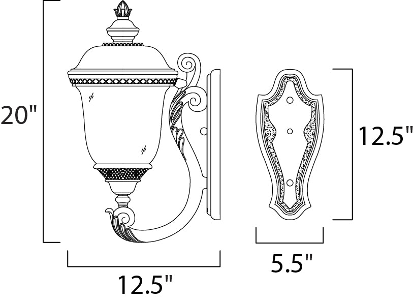 Carriage House VX 2-Light Outdoor Wall Lantern Oriental Bronze by Maxim Lighting