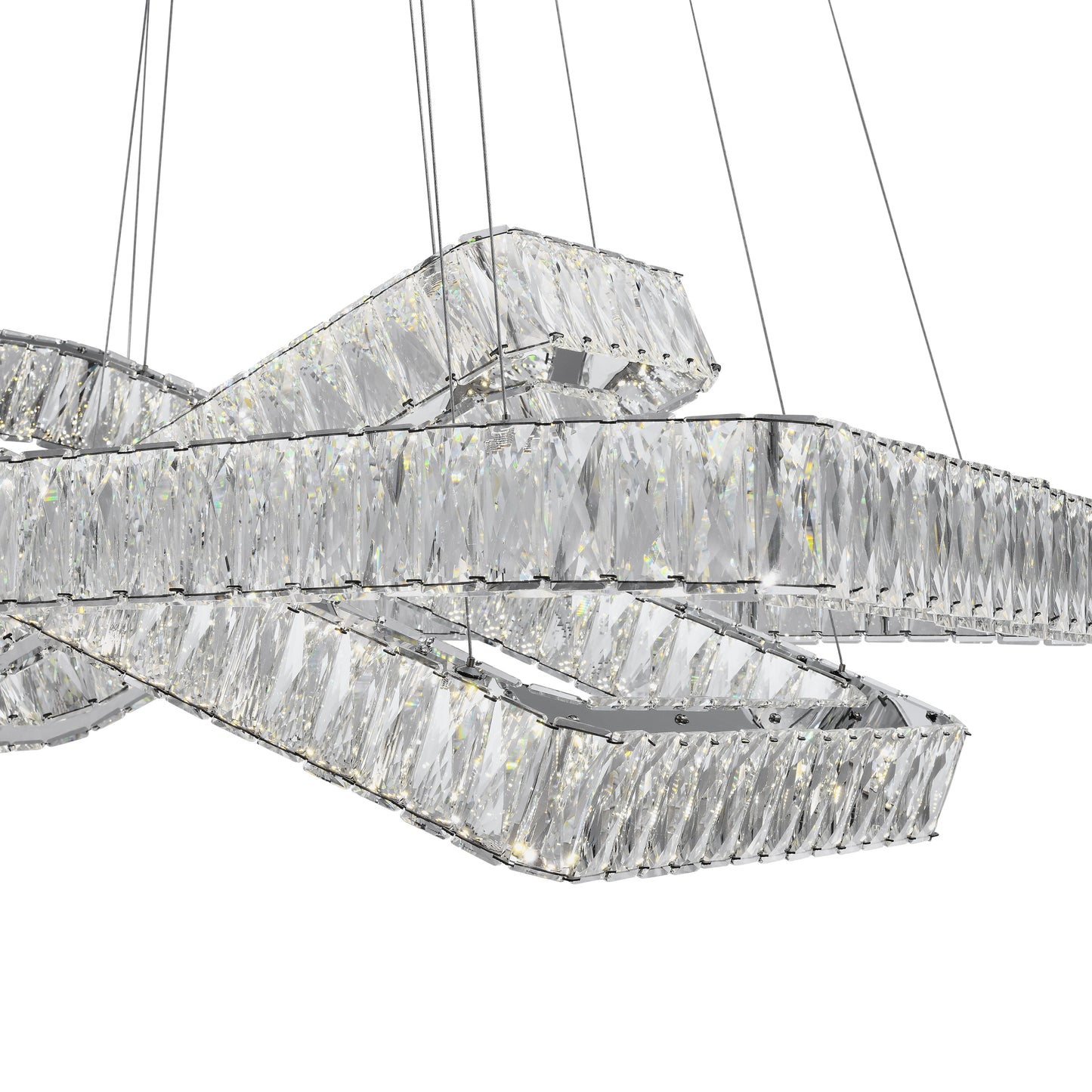 Crystal Elegance LED Chandelier 3 Rectangles by Finesse Decor CH-415-RE