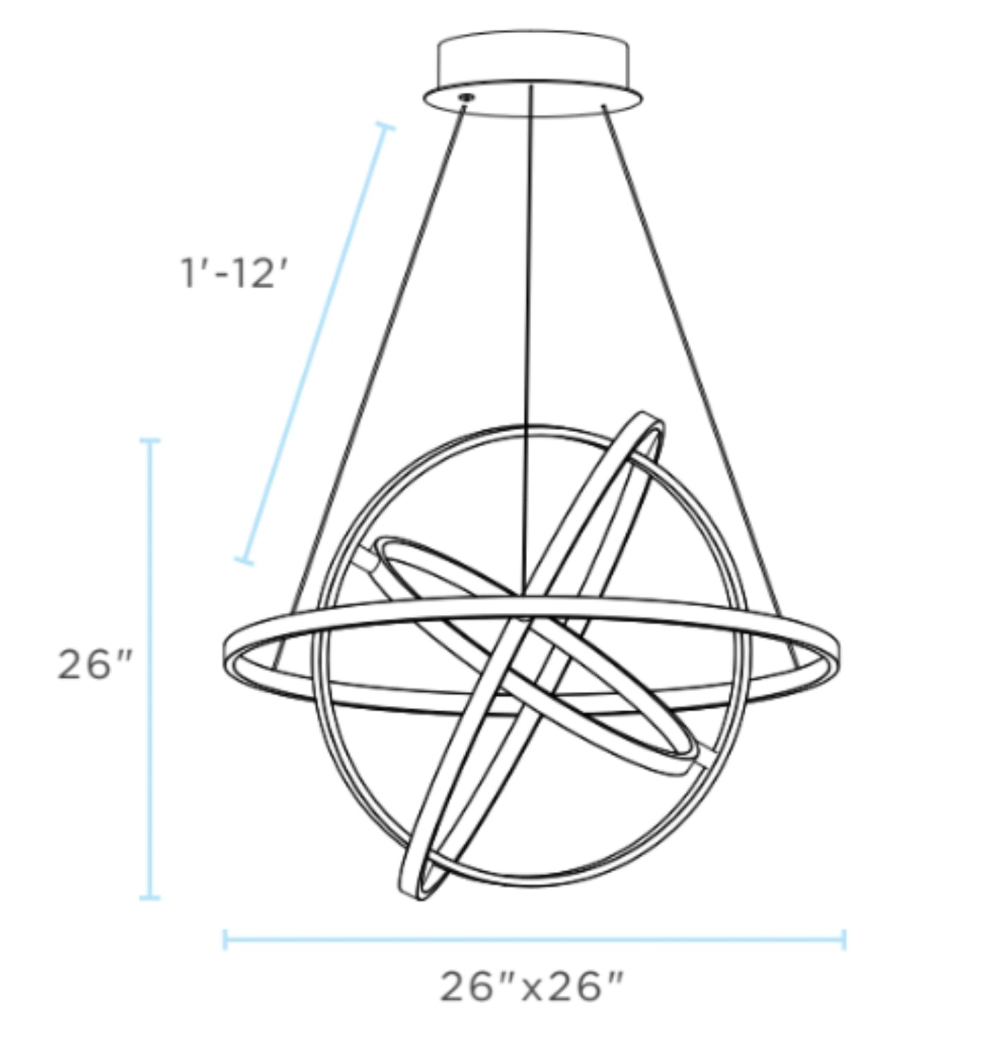 Oxford LED Adjustable Chandelier Sandy Gold by Finesse Decor CH-010-G