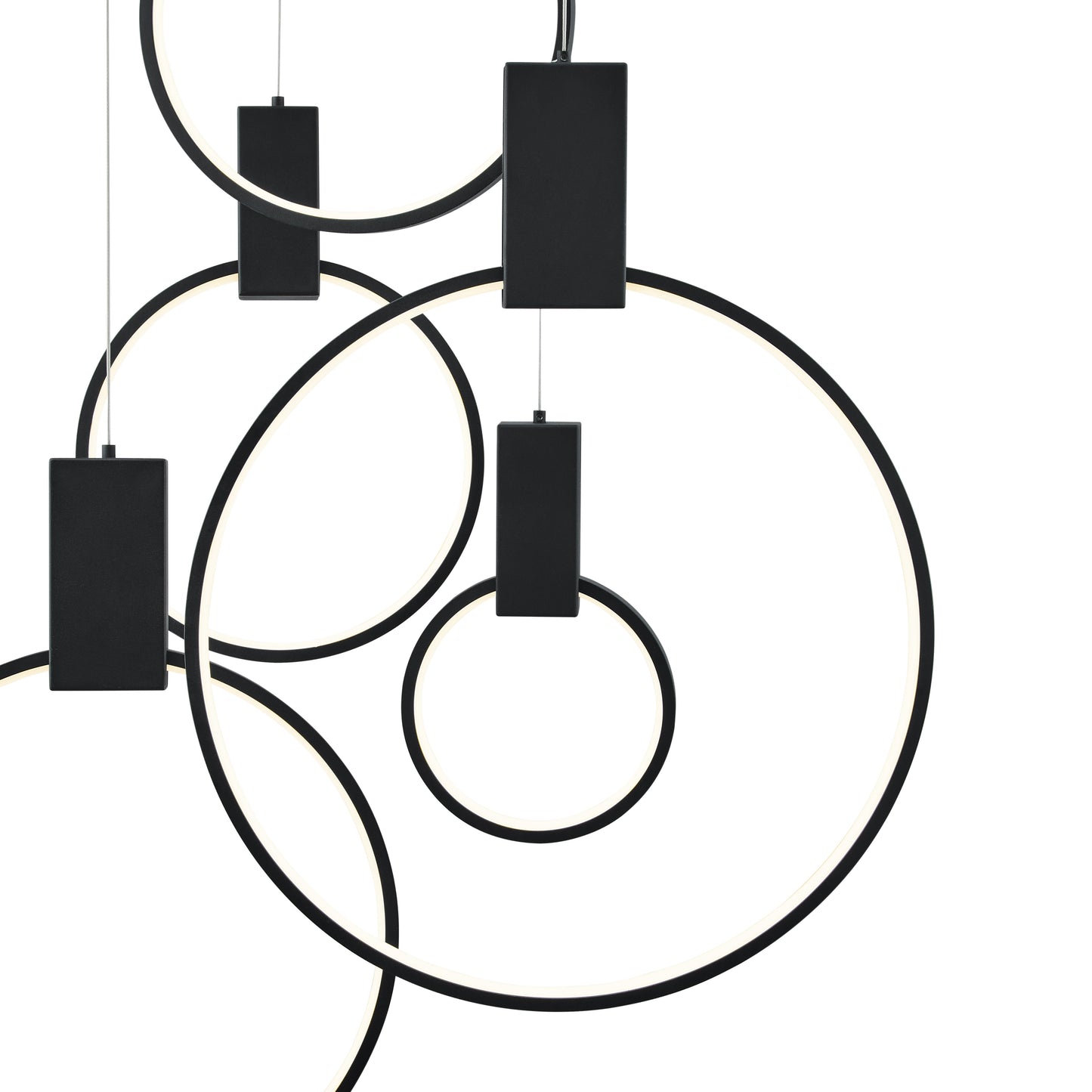 Hong Kong LED Circular Chandelier Matte Black by Finesse Decor CH-1172-B