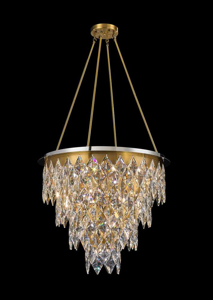 Milan Chandelier 26-Light in Antique Brass and Chrome 4632CA by StarFire Crystal