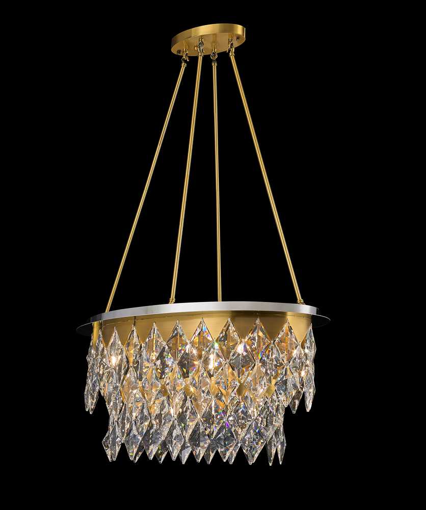 Milan Chandelier 14-Light in Antique Brass and Chrome 4633CA by StarFire Crystal