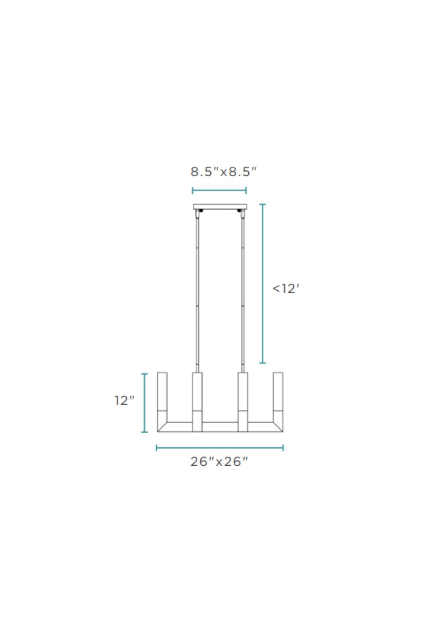 8 Light Square Crystal Dianyi LED Chandelier Silver by Finesse Decor CH-1165-8