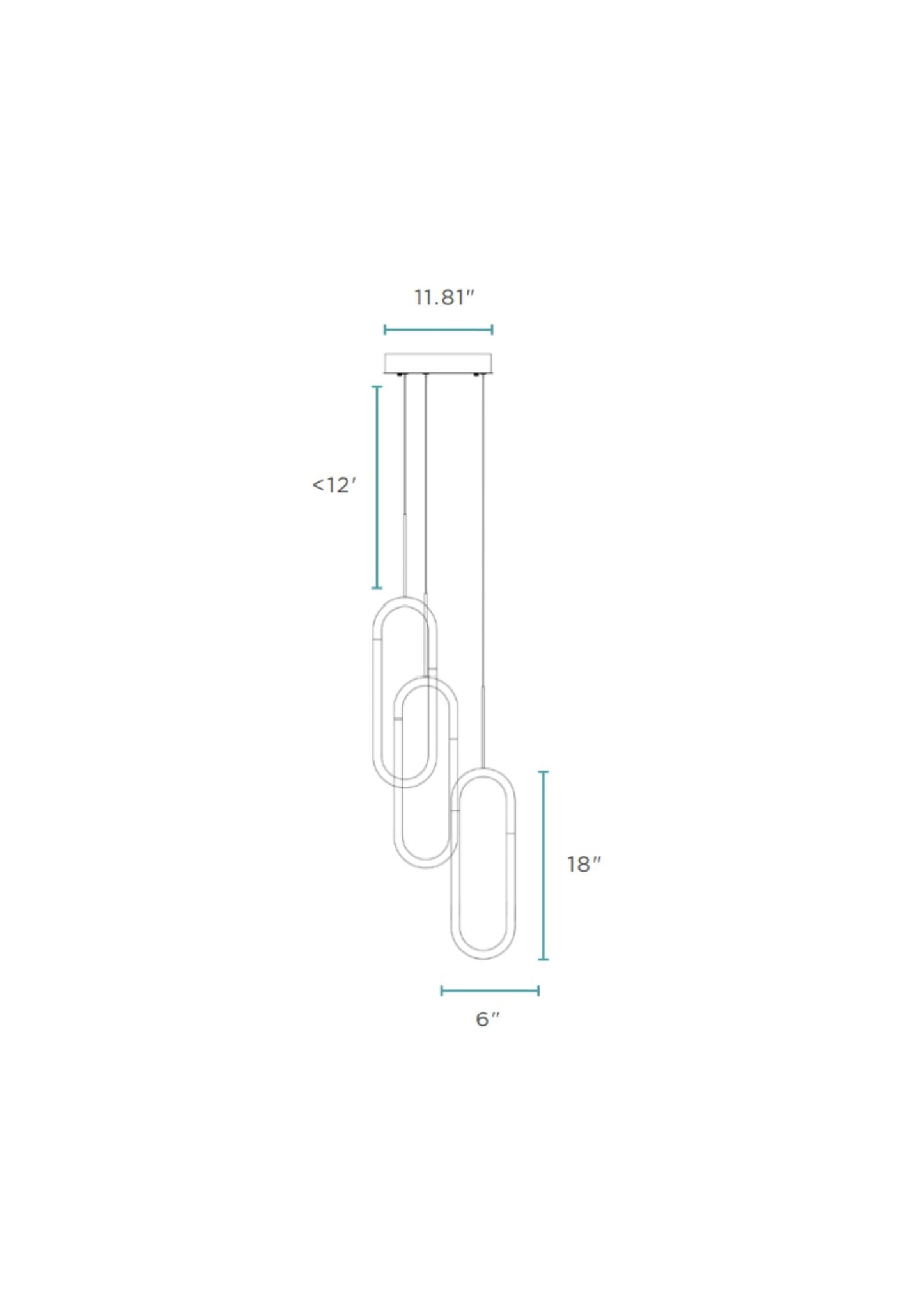 LED Three Clips Chandelier Matte Black by Finesse Decor CH-0301-3MB