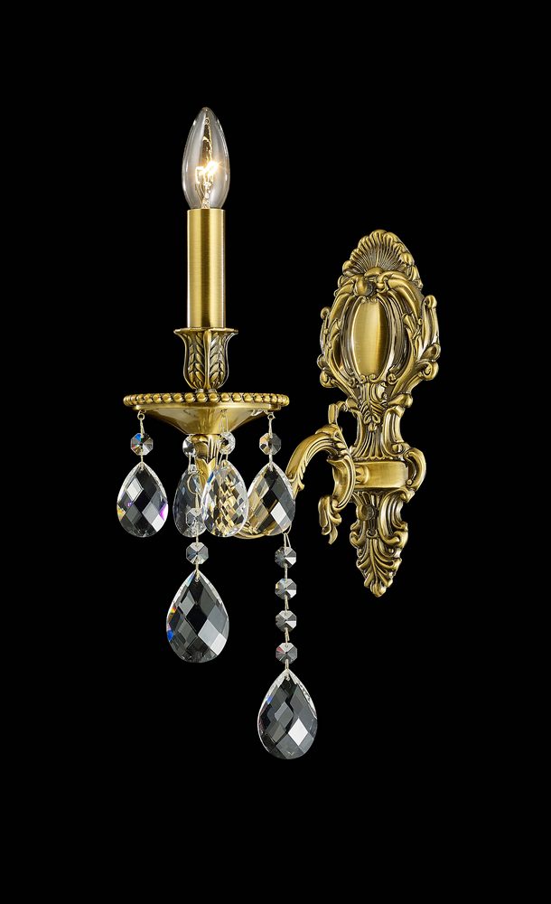 Imperial Wall Sconce 1-Light in Antique Brass 5101WSAB by StarFire Crystal