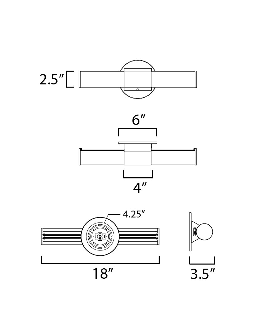 Tubo 18" LED Bath Vanity Natural Aged Brass by Maxim Lighting