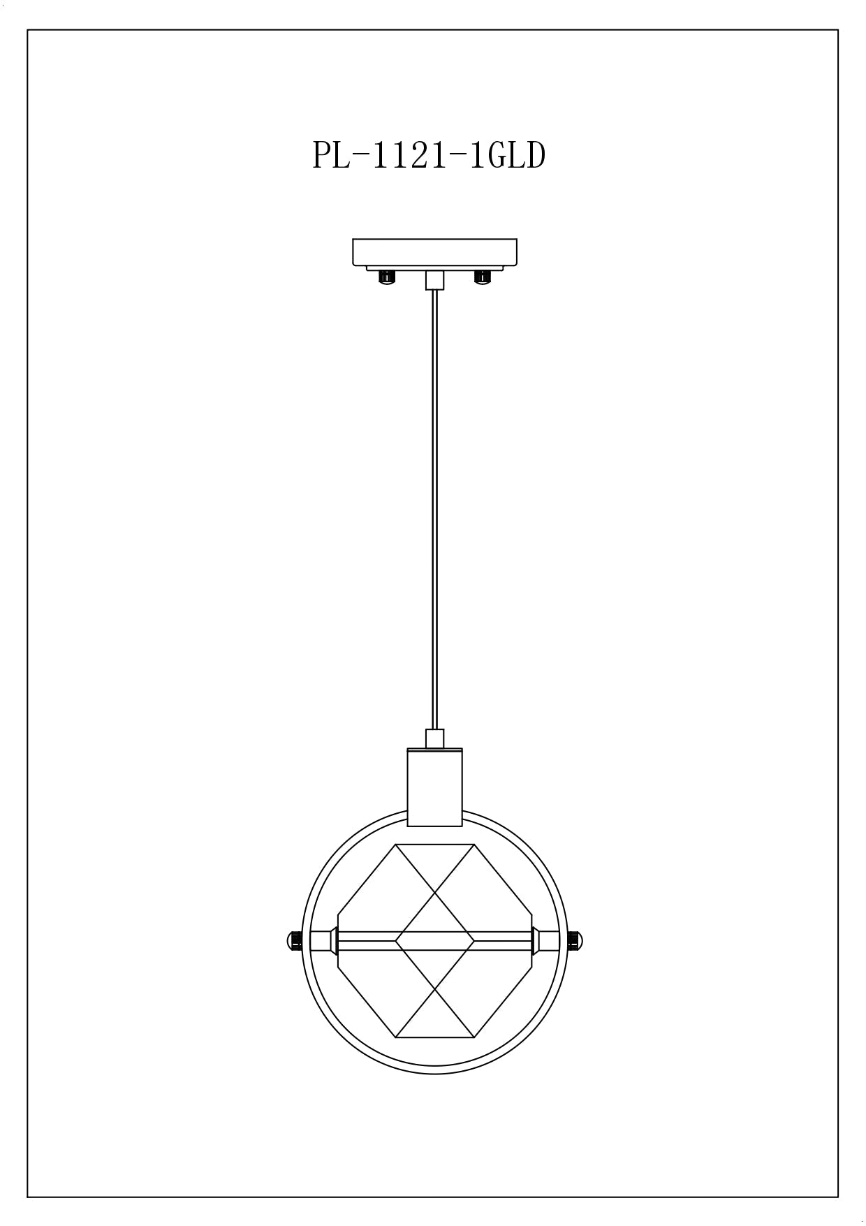 Hollywood Cube 1 Light Pendant Gold by Finesse Decor PL-1121-1GLD