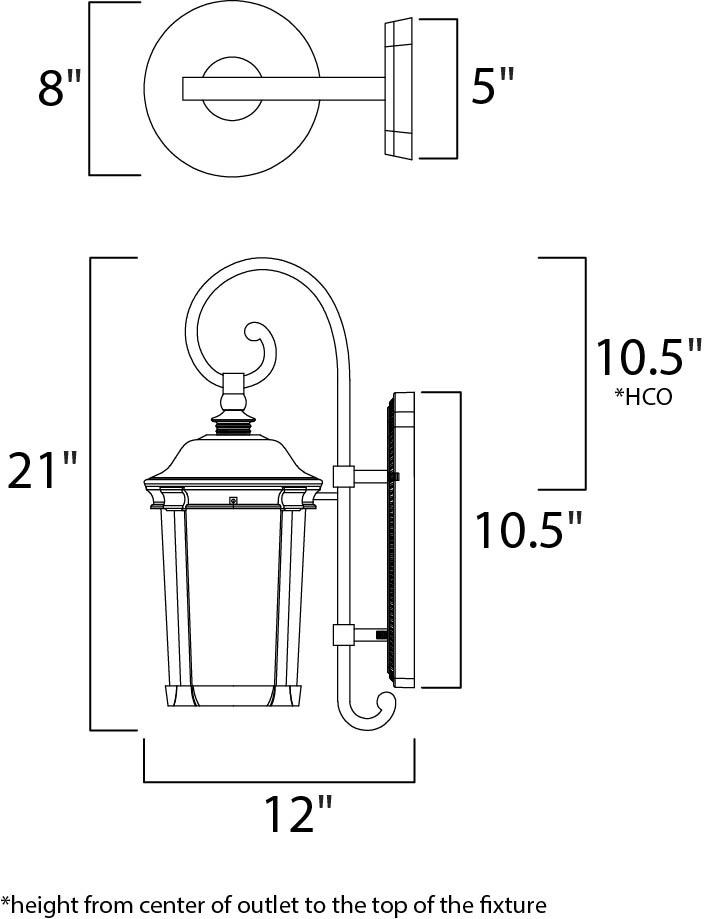 Dover LED Outdoor Wall Lantern Bronze by Maxim Lighting