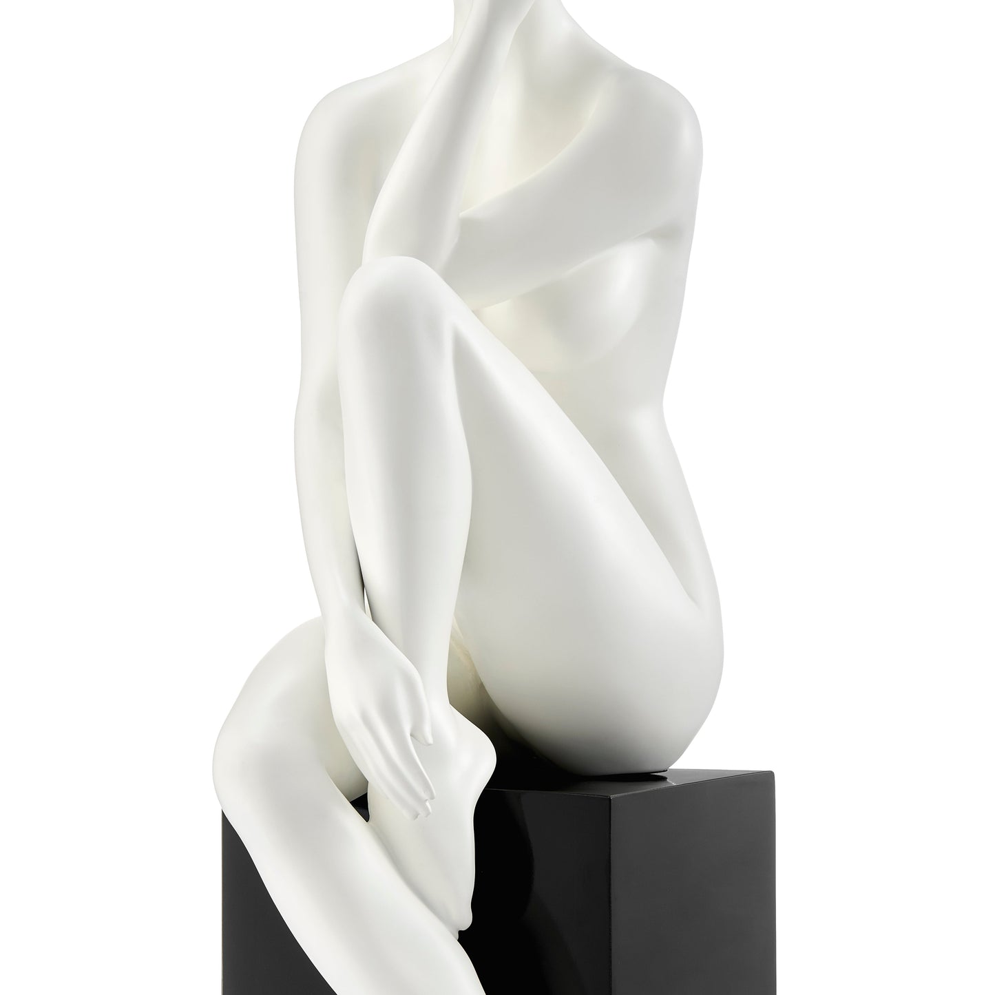 Antoinette Doll Sculpture Matte White with Black Base by Finesse Decor C-7025-B/MW