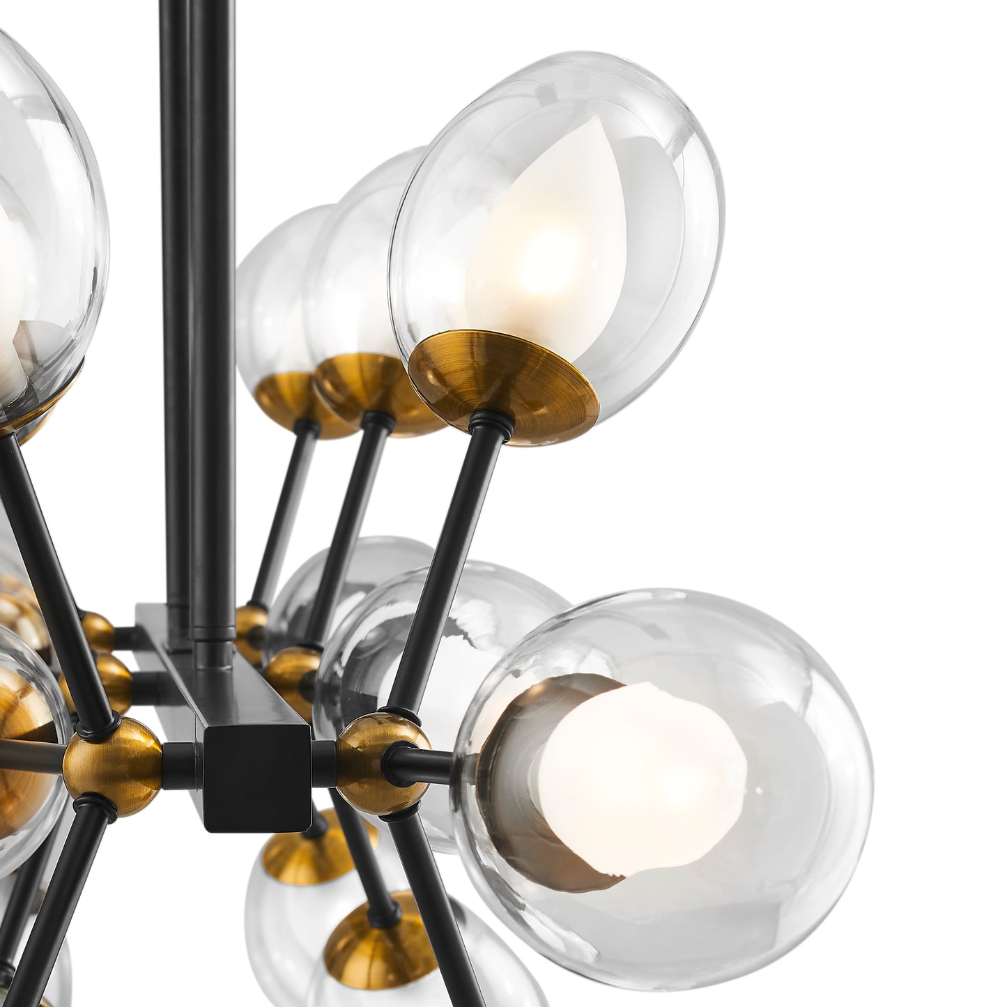 Nodus Crystal Rectangular 18 Lights Chandelier Black by Finesse Decor CH-32400-B