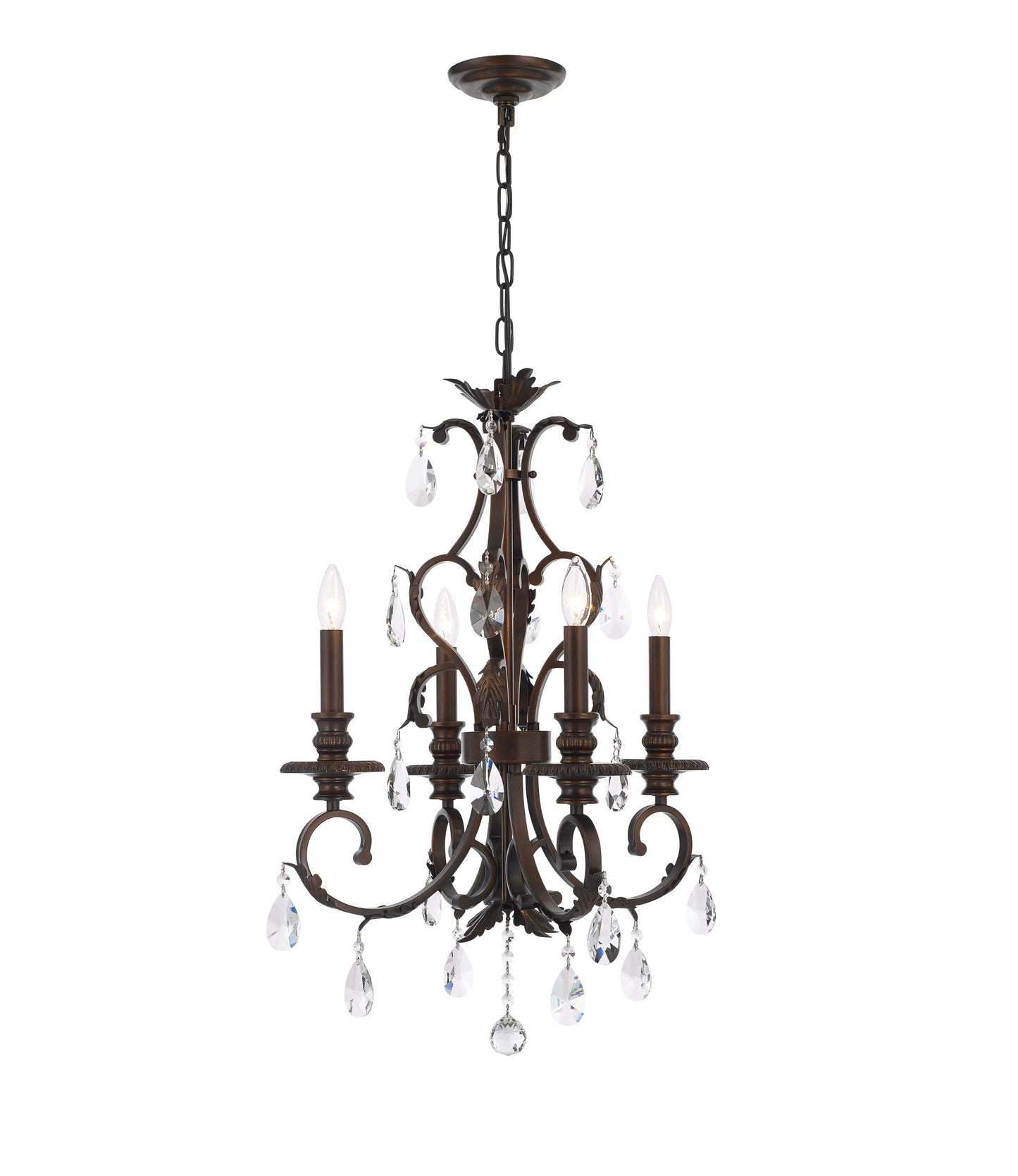 Magnolia Chandelier 4-Light in Brushed Copper 5704CB by StarFire Crystal