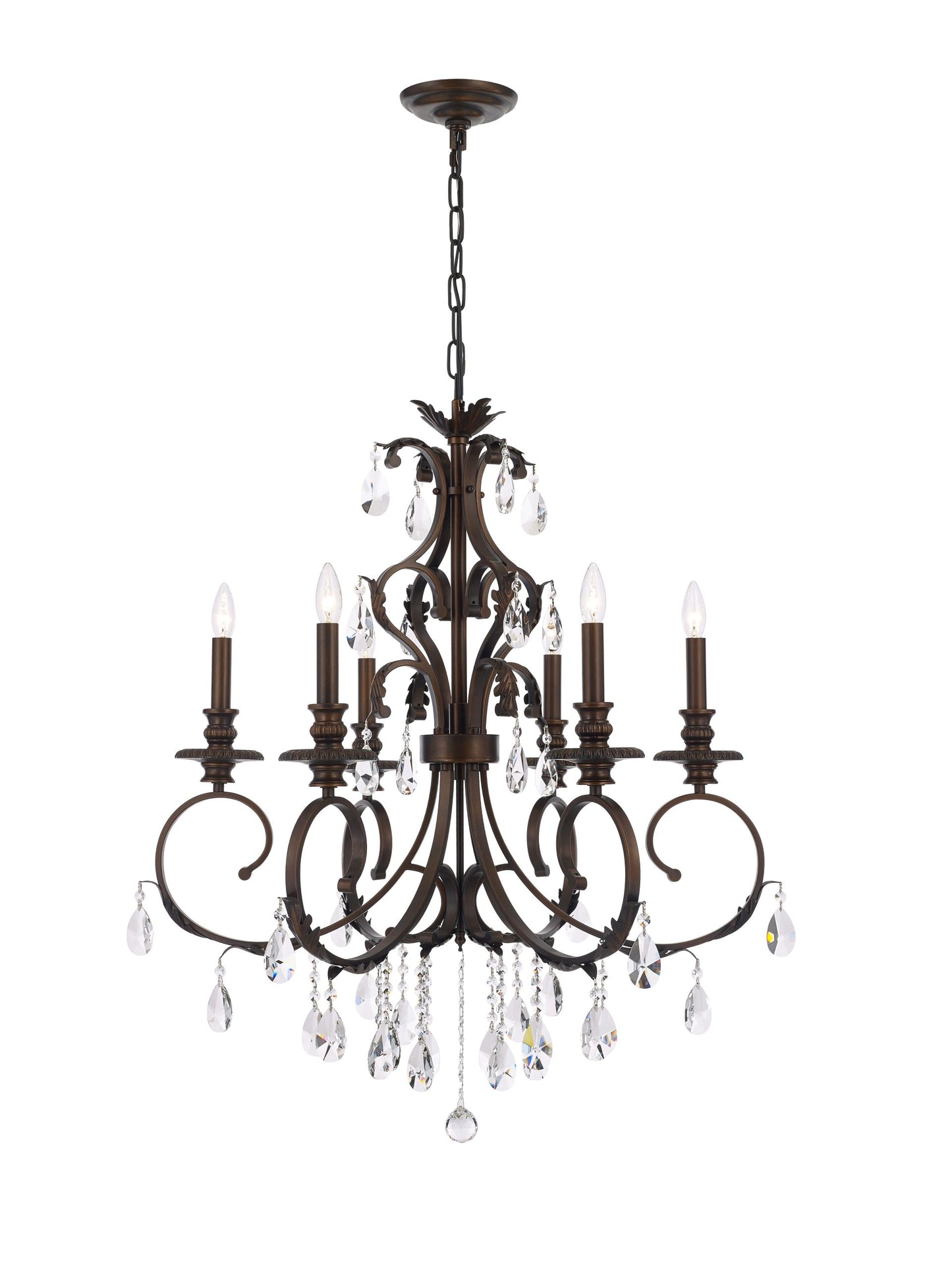Magnolia Chandelier 6-Light in Brushed Copper 5706CB by StarFire Crystal
