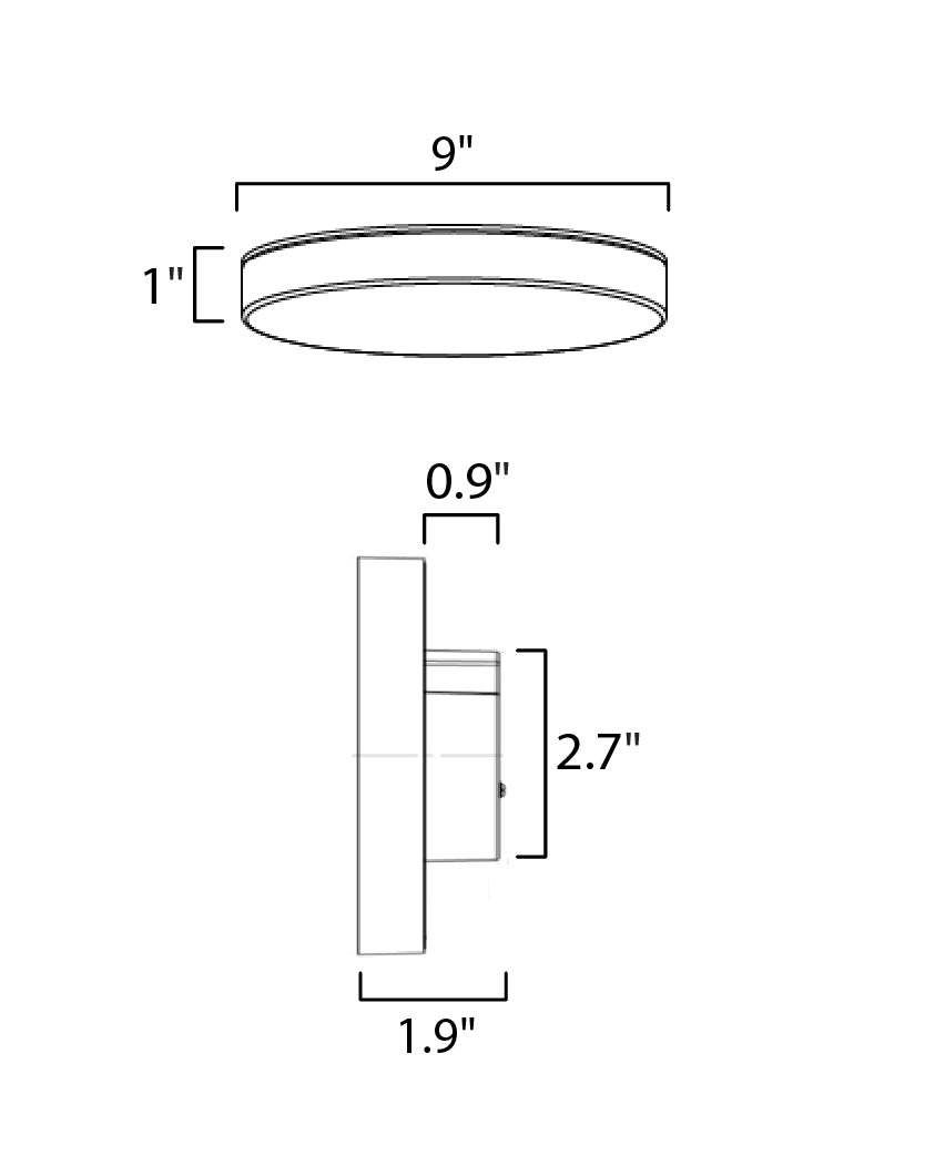 Trim 9" RD LED Surface Mount 3000K 0-10V Dim Black by Maxim Lighting