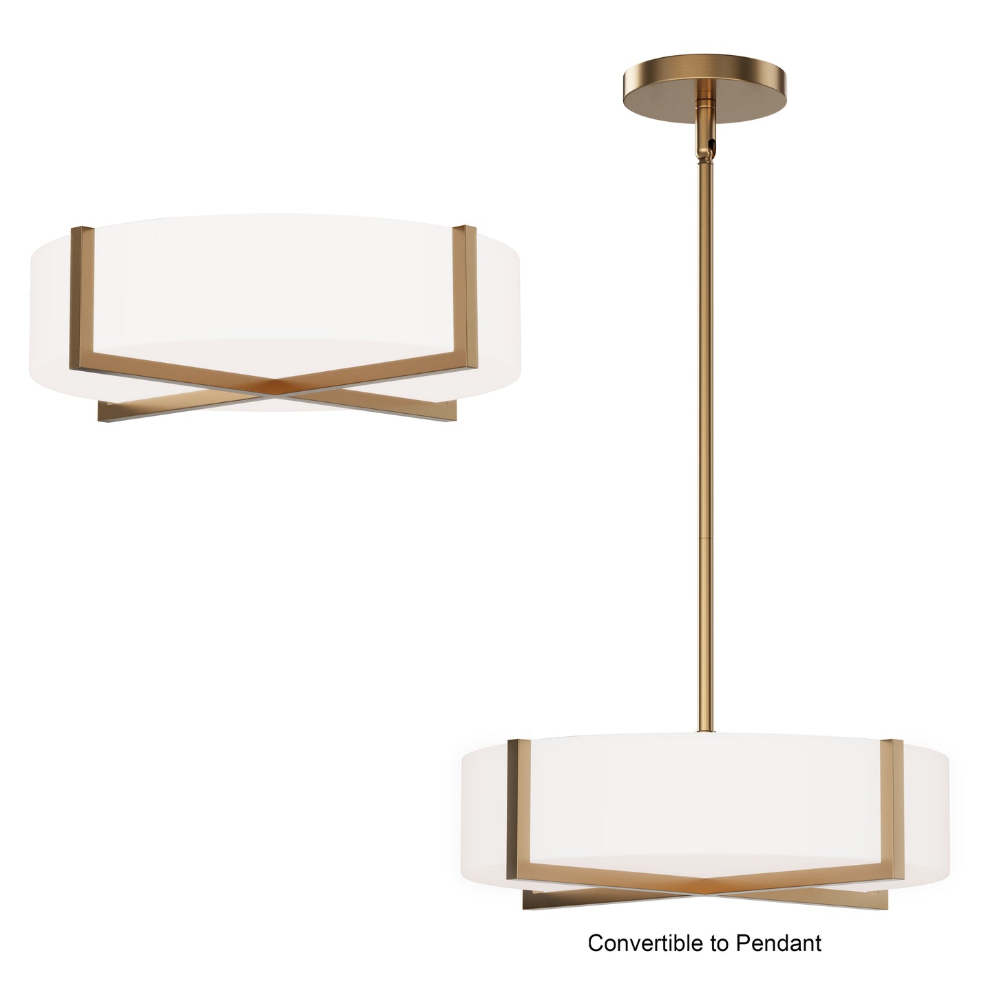 Dexter 15" LED Flush Mount/ Pendant Convertible Natural Aged Brass by Maxim Lighting