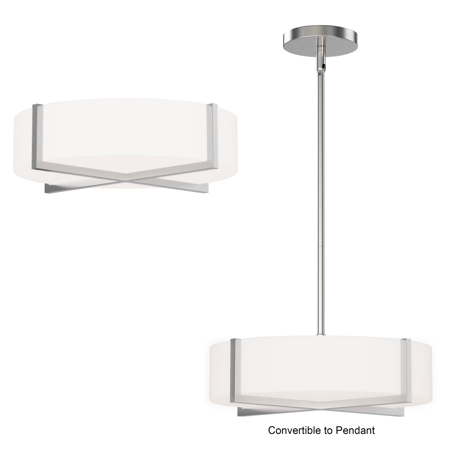 Dexter 15" LED Flush Mount/ Pendant Convertibie Satin Nickel by Maxim Lighting