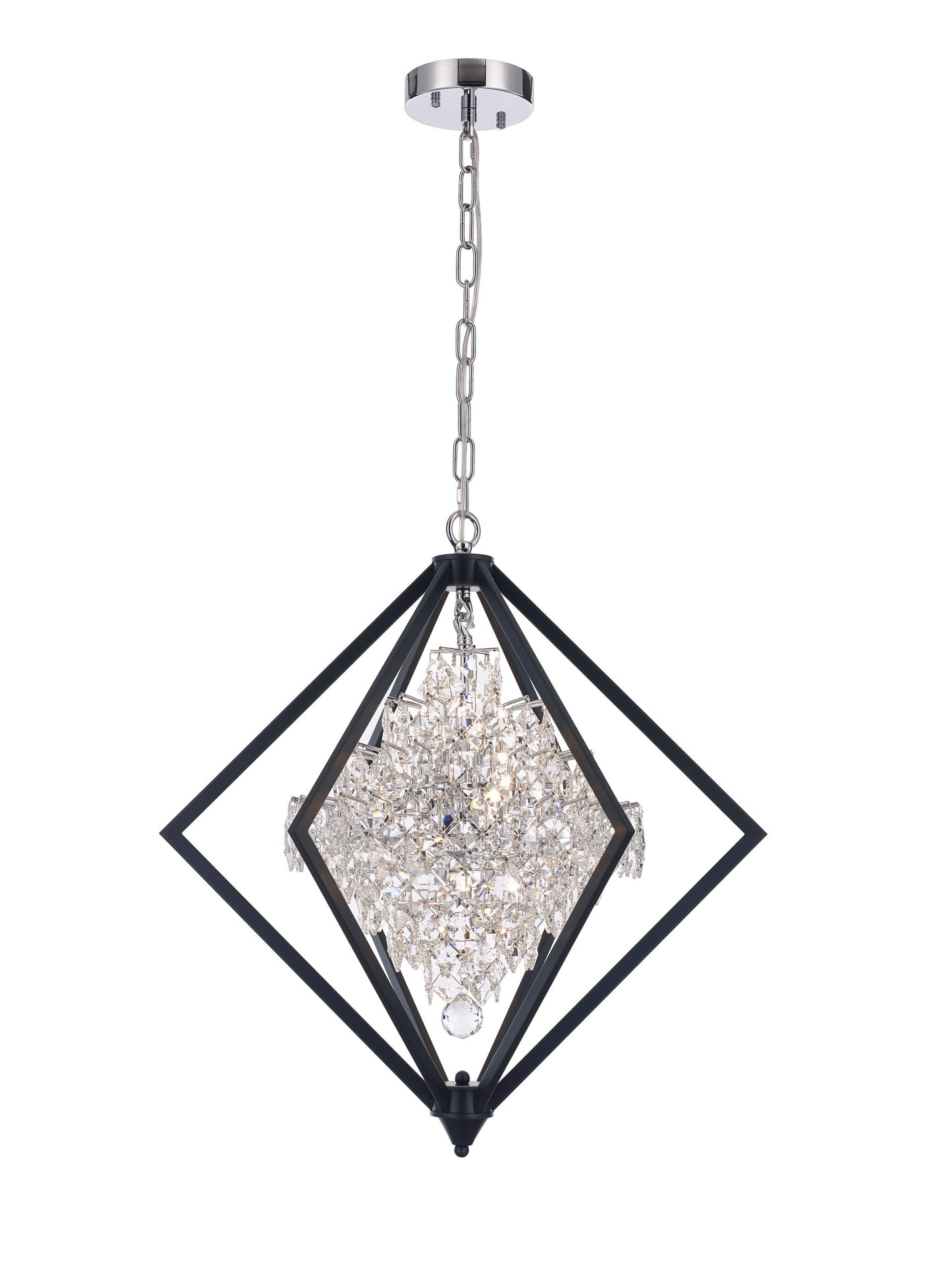 Cluster Pendant 8-Light in Black and Chrome 5811BC by StarFire Crystal
