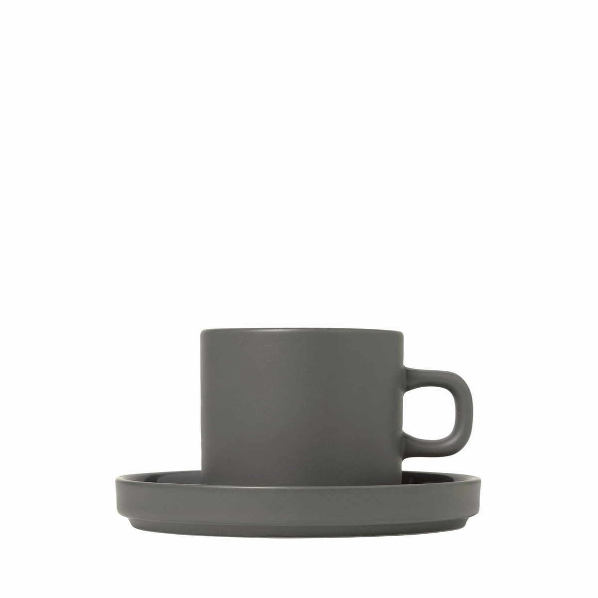 blomus PILAR Coffee Cups & Saucers 7 oz, Set of 2 – Pewter coffee cup and saucer