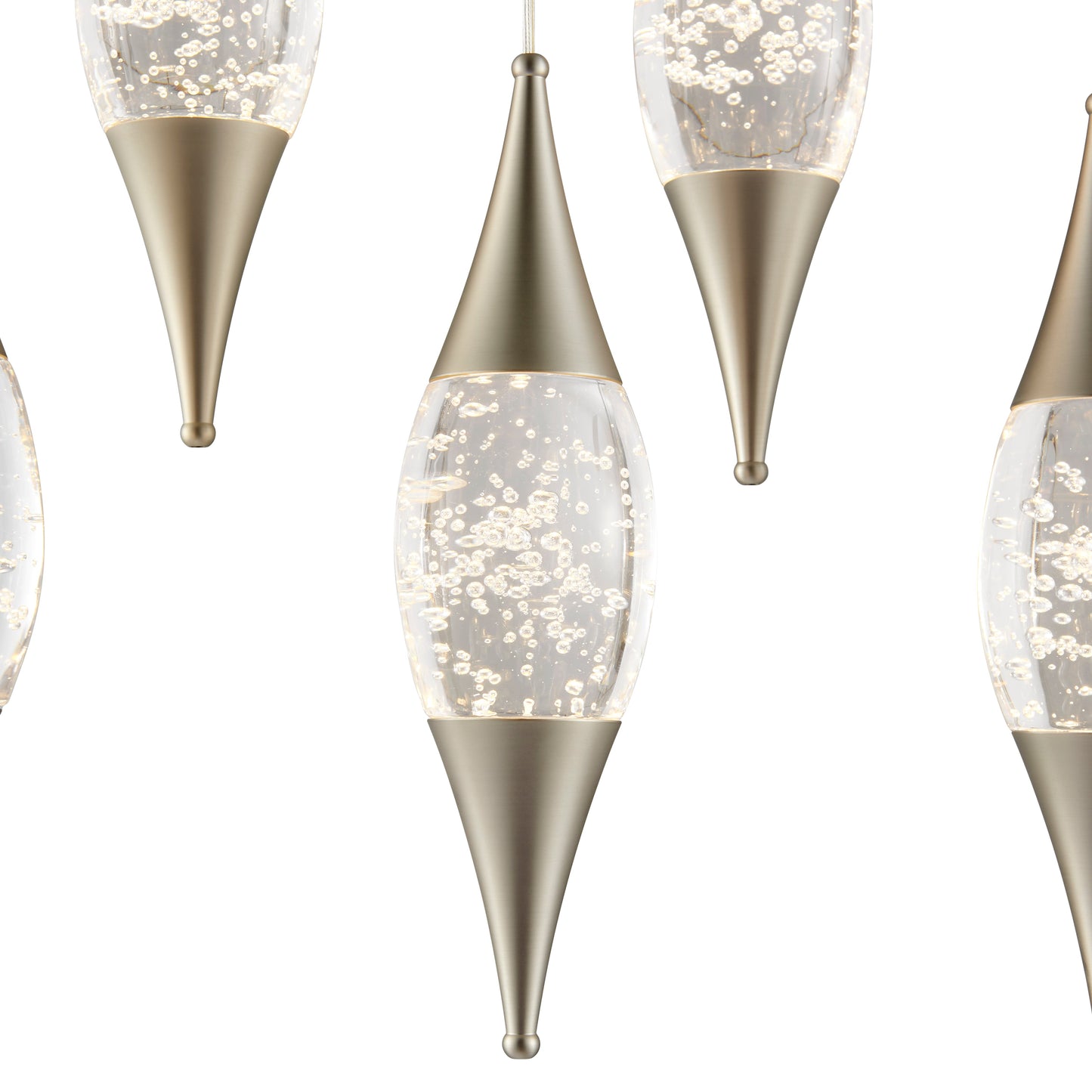 Shinny Teardrops Rectangular Chandelier Matte Nickel by Finesse Decor CH-640-10