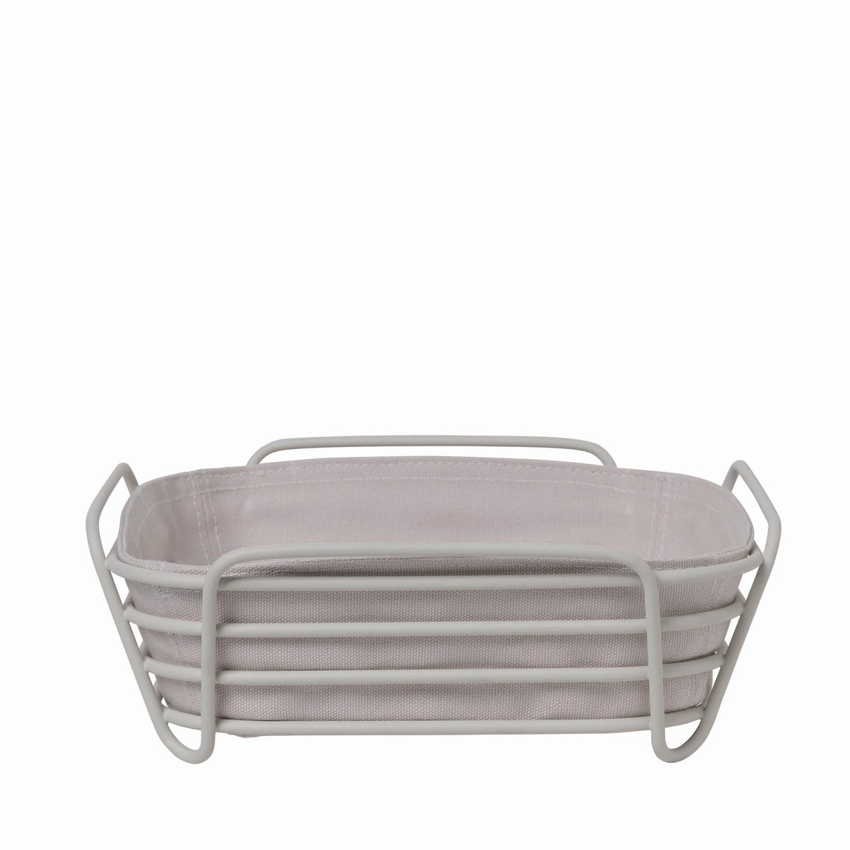 blomus DELARA Square Wire Bread Basket with Cotton Liner – Moonbeam Large 10 in bread basket, product photo