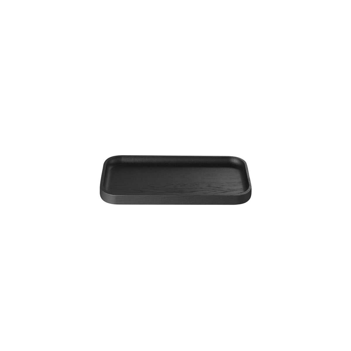 blomus OKU Rectangular Solid Oak Tray, Natural or Black – Black Small 4.9 x 9.9 in rectangular tray, product photo