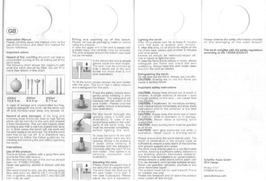 Stainless Steel Outdoor Garden Torch Cone Blomus 65007