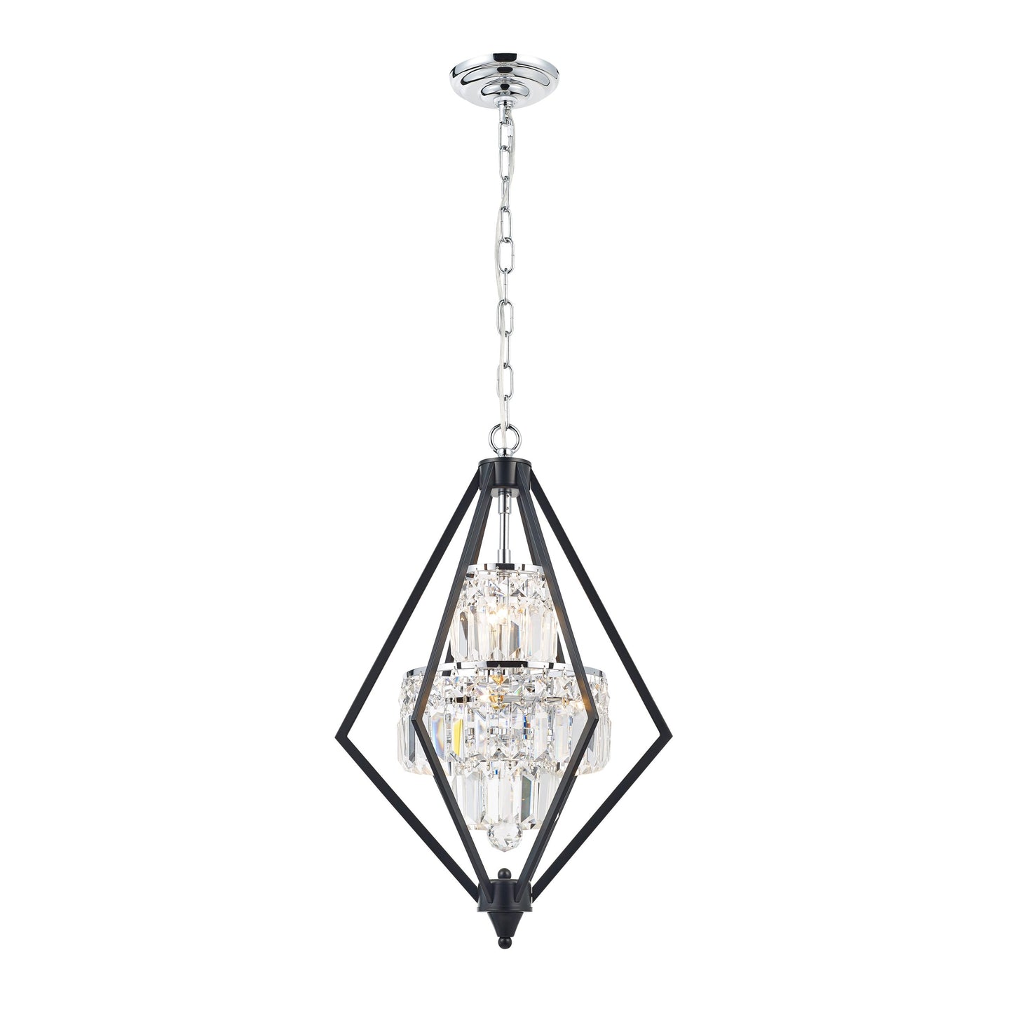 Geometric Chandelier 5-Light in Black and Chrome 6506BC by StarFire Crystal