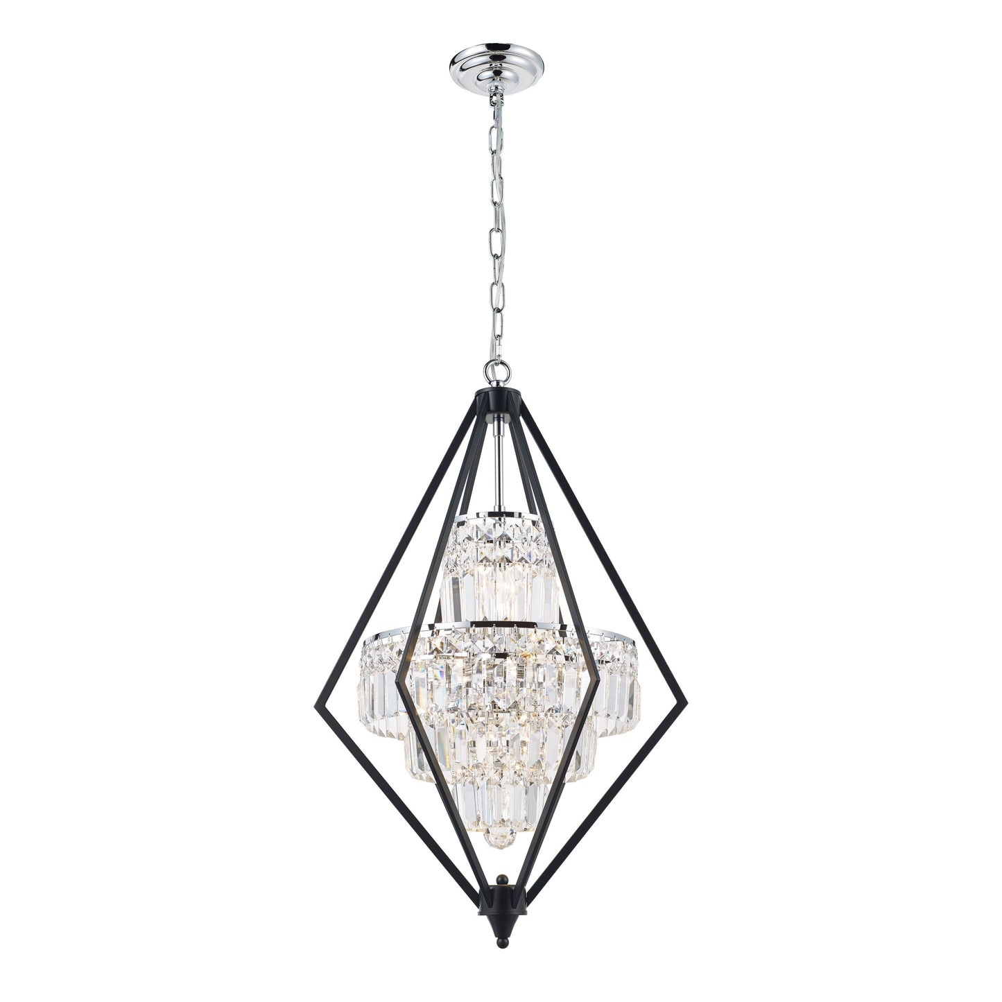 Geometric Chandelier 8-Light in Black and Chrome 6507BC by StarFire Crystal