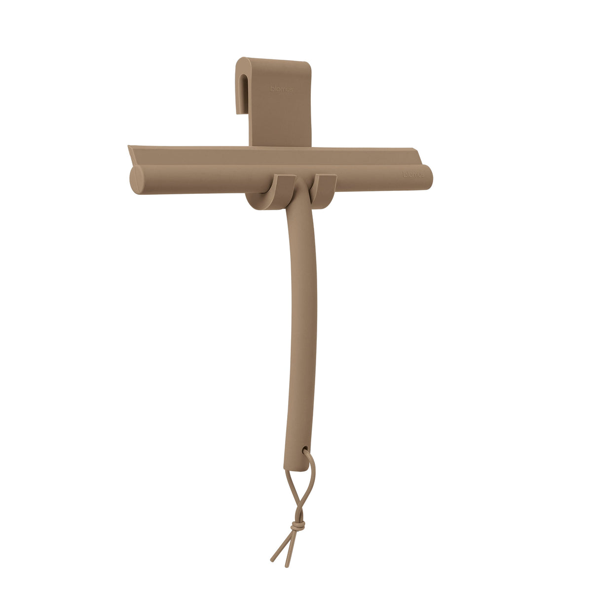 blomus VIPO Silicone Shower Squeegee with Glass Hanger – Tan shower squeegee, product photo
