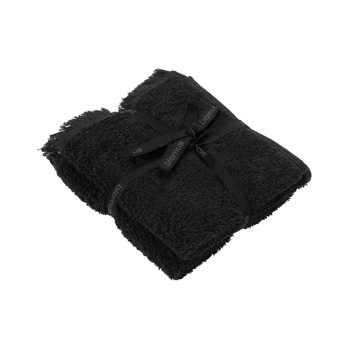 blomus FRINO Fringed Guest Towels, 12 x 20, Set of 2 – Black guest towel set, product photo