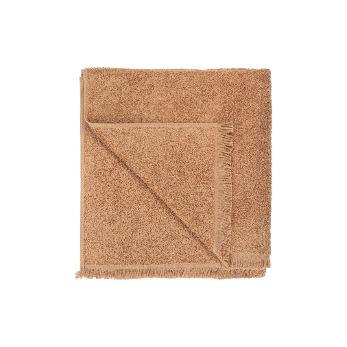 blomus FRINO Fringed Organic Cotton Bath Towel, 28 x 55 – Tan bath towel, product photo