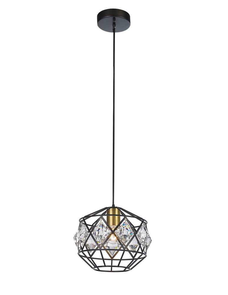 Apollo Chandelier 1-Light in Antique Brass and Black 6701BB by StarFire Crystal