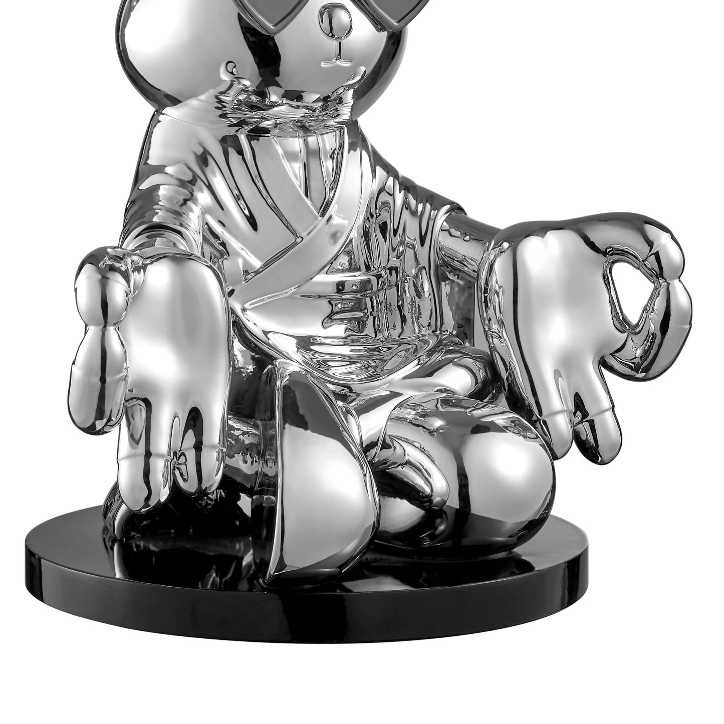 Sitting Rabbit with Blue Tie and Glasses by Finesse Decor SB-2330-CHR/BL