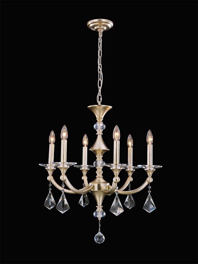 Sovereign Chandelier 6-Light in Antique Silver Leaf 6924SL by StarFire Crystal