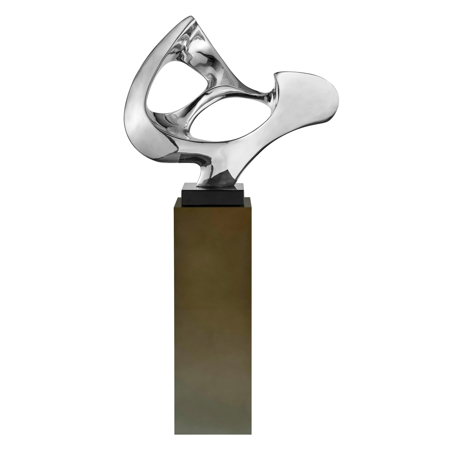 Chrome Abstract Mask 54" Tall Floor Sculpture Chrome with Gray Stand by Finesse Decor ABS-C/G