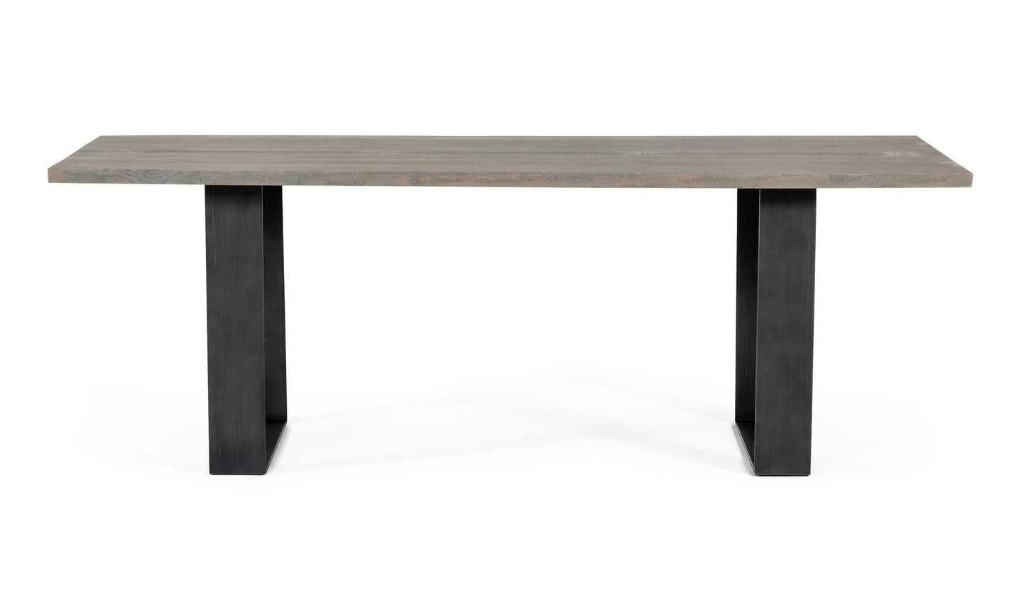 Modrest Murphy Modern Grey Aged Oak and Black Metal Dining Table