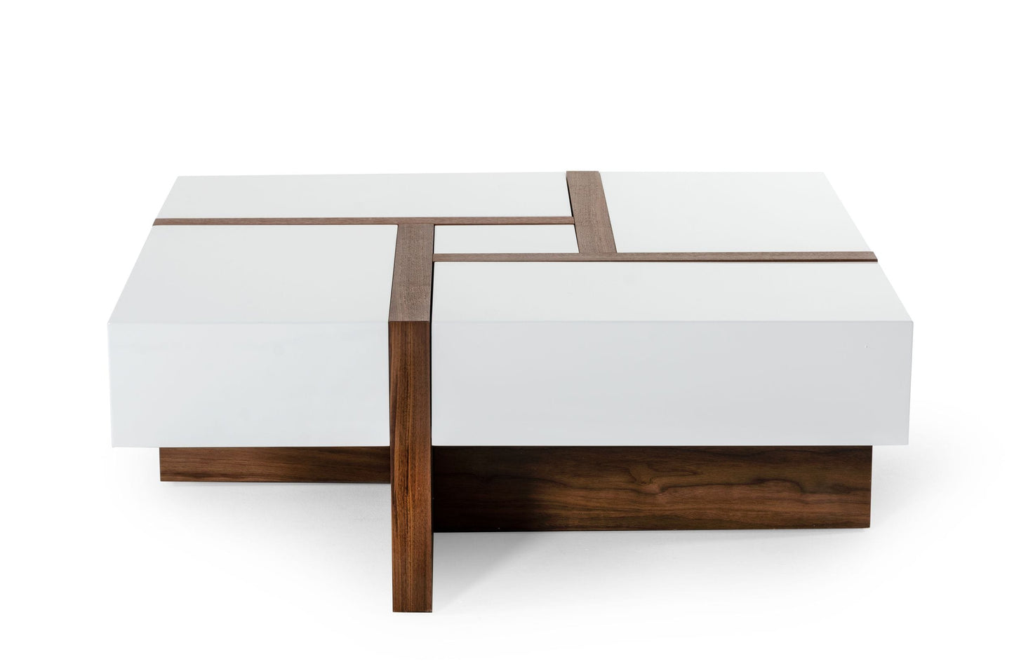 Modrest Makai Modern White and Walnut Square Coffee Table
