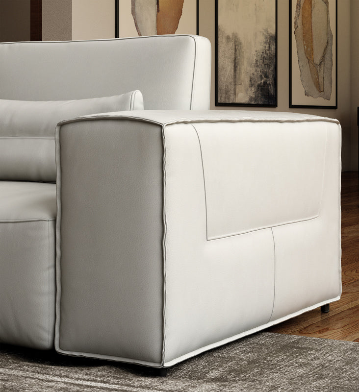 Accenti Italia Enjoy Italian Modern Light Grey Leather Left Facing Sectional Sofa
