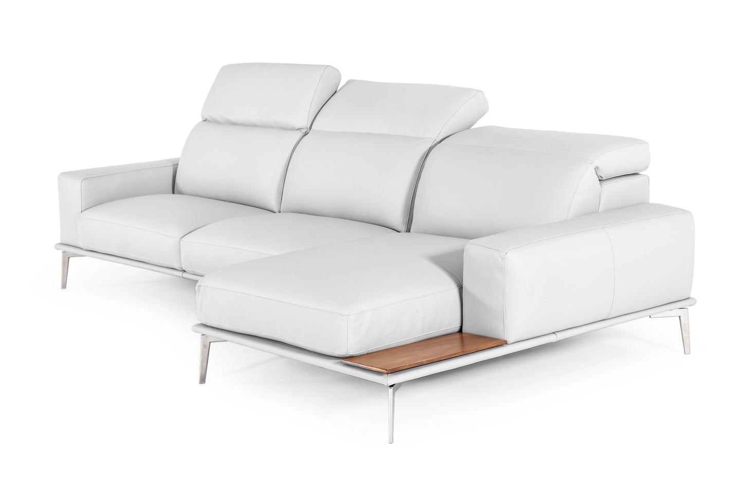 Lamod Italia Villeneuve Modern White Italian Leather Sectional Sofa