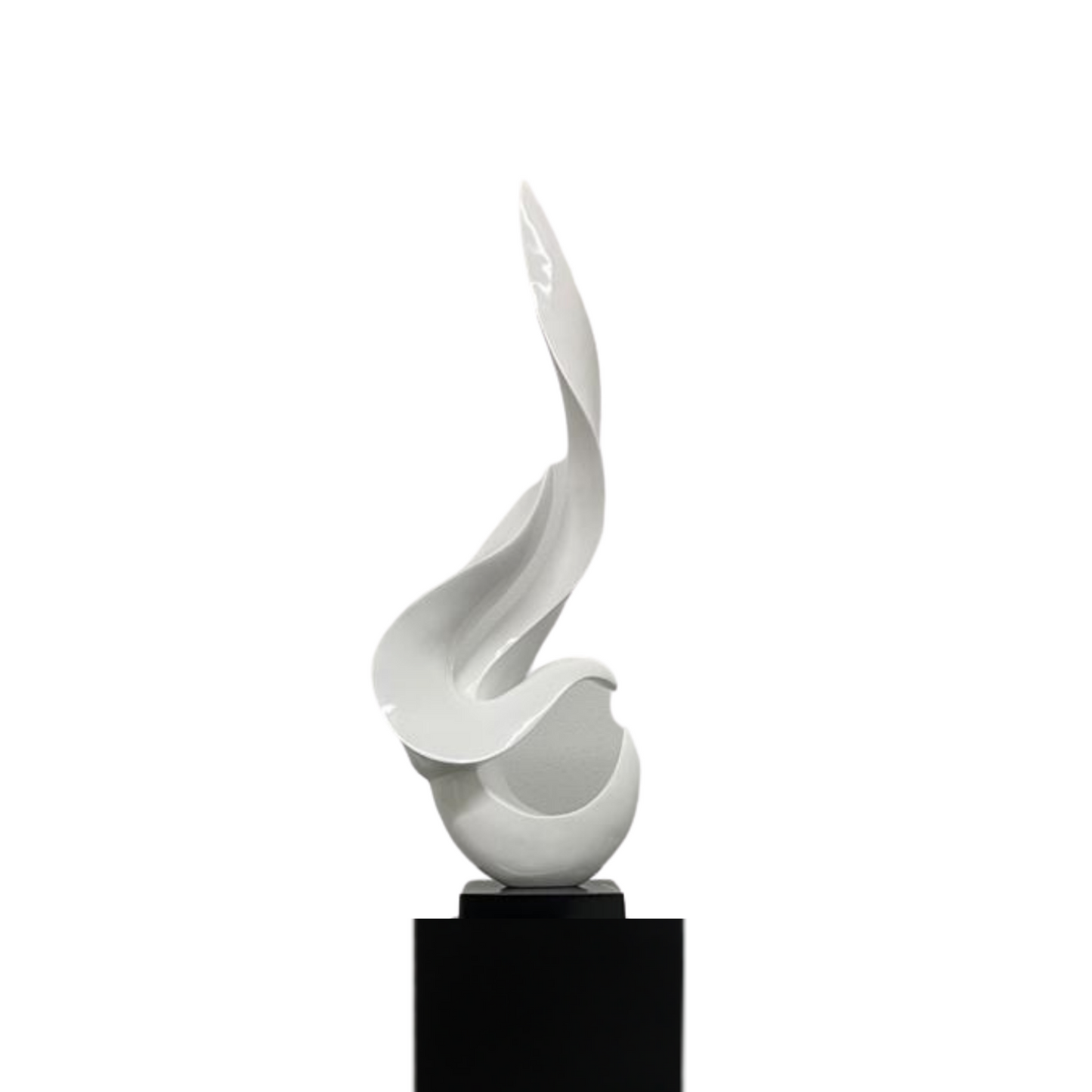 Flame 65" Tall Floor Sculpture White With Gray Stand by Finesse Decor FLAME-W/G