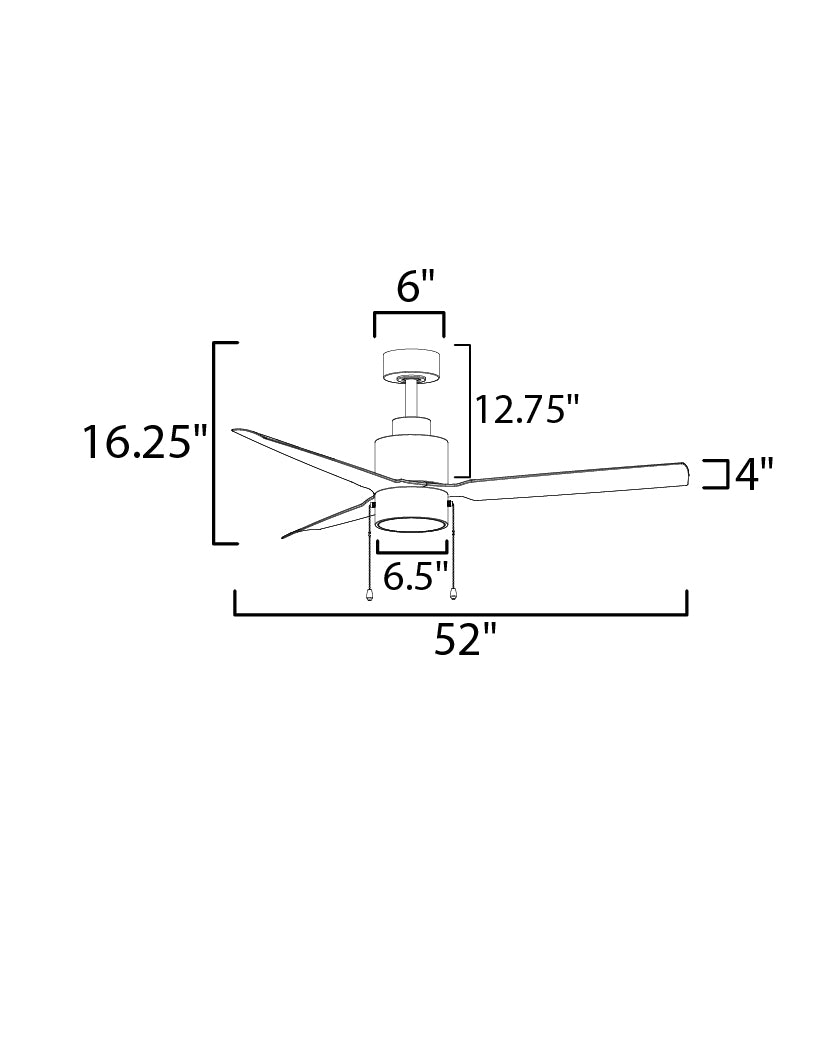 Falcon Pull Chain 52" In/Outdoor Fan w LED Light Black by Maxim Lighting