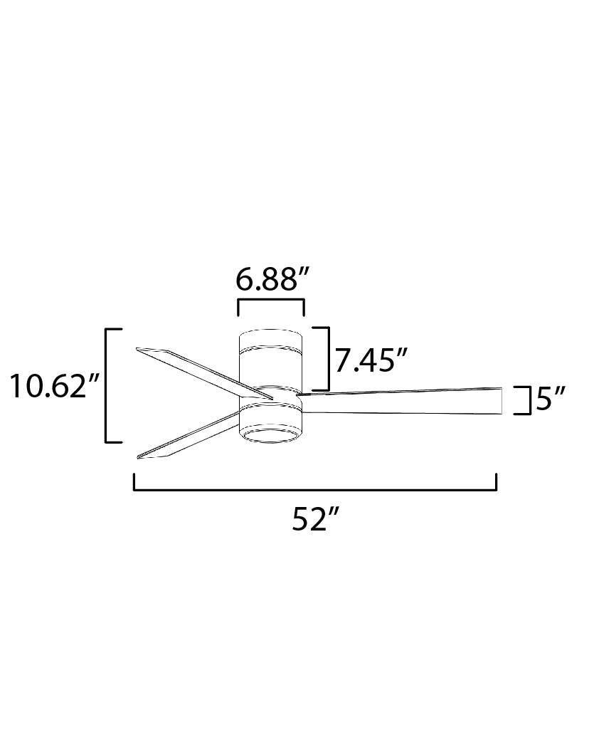 Tanker 52" 3-Blade Hugger Fan w LED Light Kit Black by Maxim Lighting