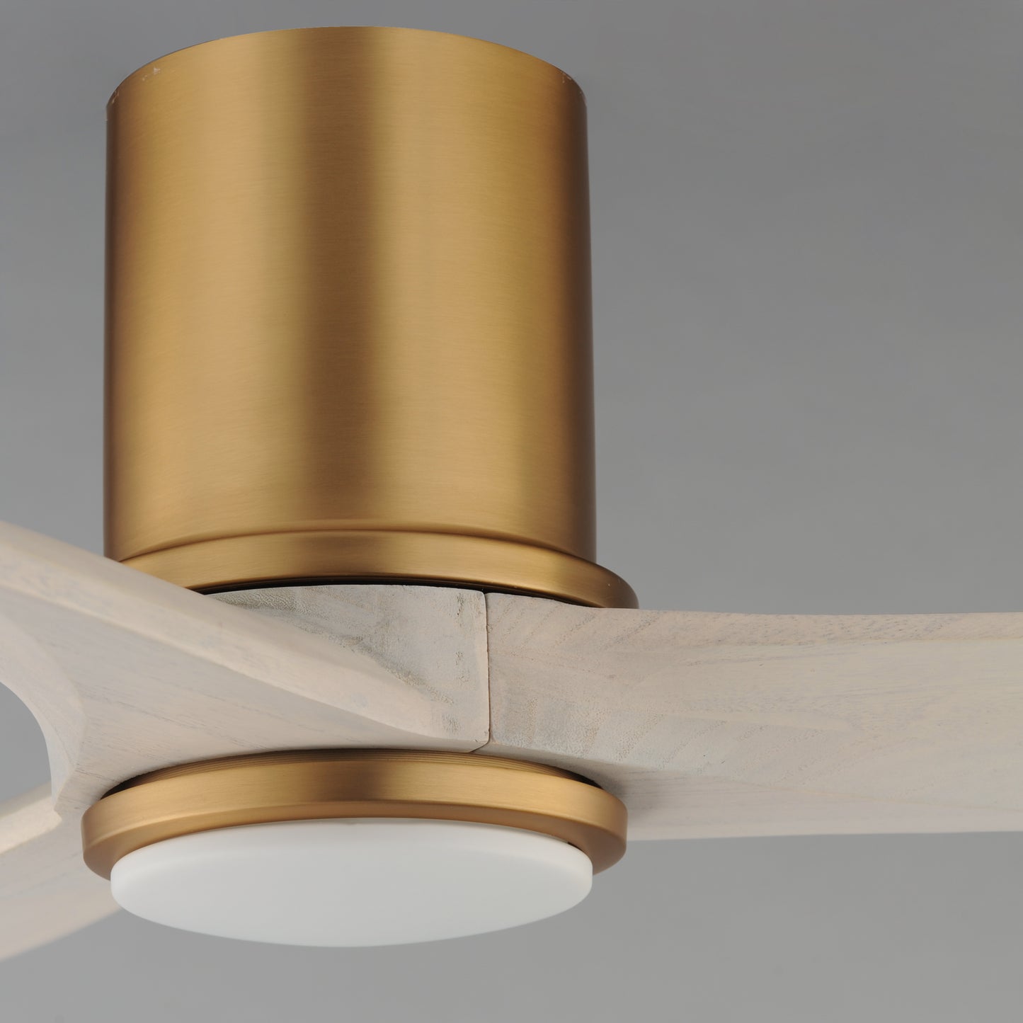 Woodwind 52" Solid Wood Blade Hugger Fan w LED Natural Aged Brass by Maxim Lighting