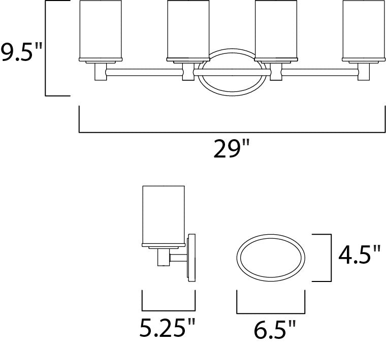 Cylinder 4-Light Bath Vanity Satin Nickel by Maxim Lighting